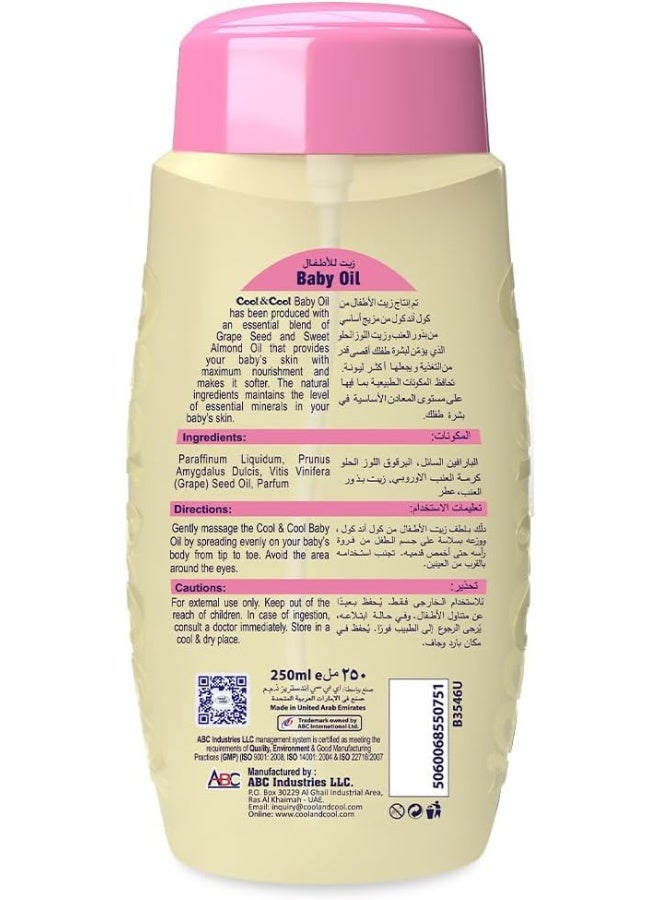 Cool & Cool Enriched With Vitamin E and Grape Seed Baby Oil For Gentle Hydration 250ML - Paraben Free - Image 5