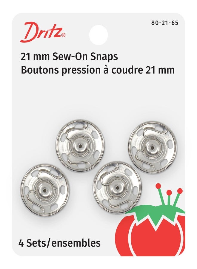 Dritz 80-21-65 Sew-On Snaps, Nickel-Plated Brass, Size 10 4-Count - Image 1