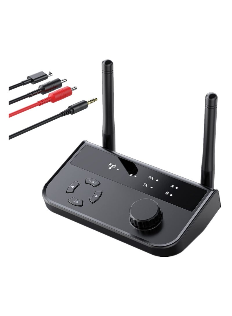 , Bluetooth 5.3 Audio Adapter, 2 in 1 Bluetooth Wireless AUX Receiver 1 Drag 2 for TV, Wireless Music Transmitter for Headphones Speakers, Car, Home Stereo System - Image 1