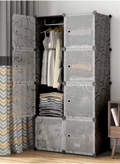 Roman Gifts Cube DIY Storage Organizer Clothes Wardrobe Modular Closet Bookshelf with Doors Hanging Rod Plastic Cabinet Shelving Storage Portable for Home Decal 8-Cube with one hanging rod  - Image 3