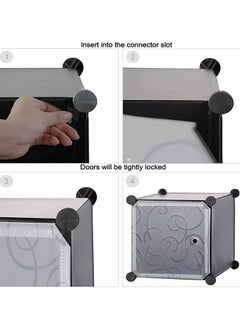 Roman Gifts Cube DIY Storage Organizer Clothes Wardrobe Modular Closet Bookshelf with Doors Hanging Rod Plastic Cabinet Shelving Storage Portable for Home Decal 8-Cube with one hanging rod  - Image 4