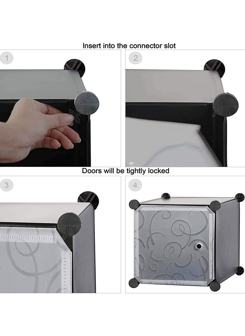 Roman Gifts Cube DIY Storage Organizer Clothes Wardrobe Modular Closet Bookshelf with Doors Hanging Rod Plastic Cabinet Shelving Storage Portable for Home Decal 8-Cube with one hanging rod  - Image 4