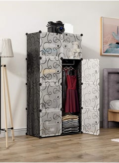 Roman Gifts Cube DIY Storage Organizer Clothes Wardrobe Modular Closet Bookshelf with Doors Hanging Rod Plastic Cabinet Shelving Storage Portable for Home Decal 8-Cube with one hanging rod  - Image 5