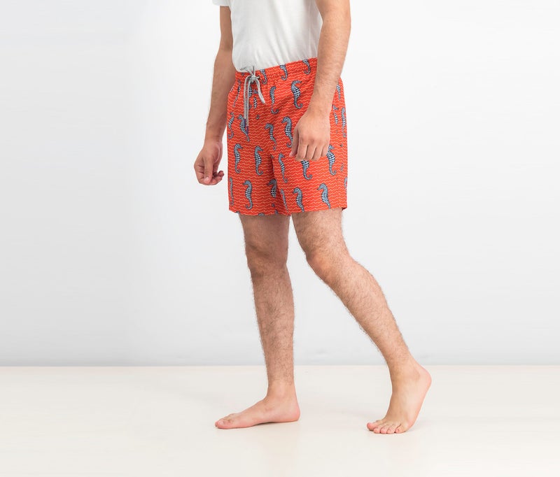 Rainforest Men Curled Tails Board Shorts, Spicy Orange - Image 3