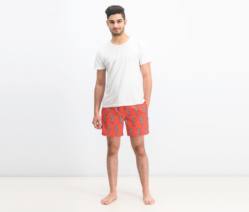 Rainforest Men Curled Tails Board Shorts, Spicy Orange - Image 2