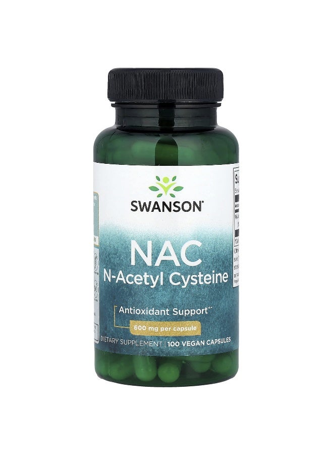 Swanson, NAC, N-Acetyl Cysteine, 600 mg, 100 Vegan Capsules (Packaging may vary)