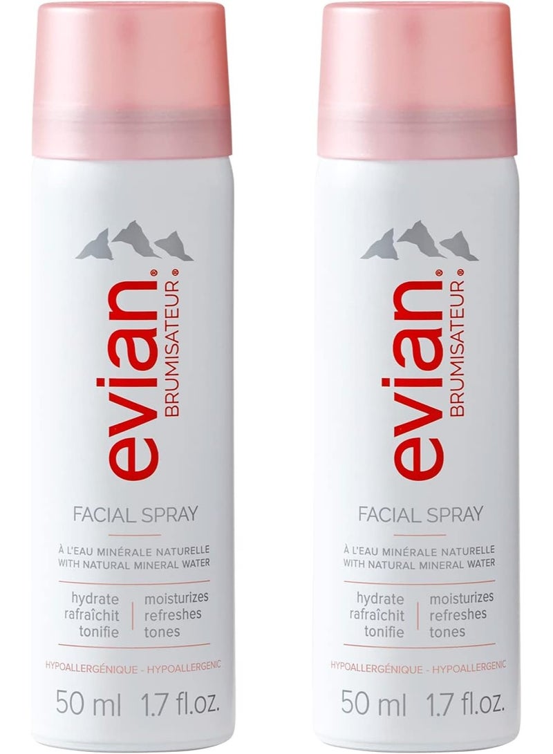 Evian Facial Spray Travel Duo 1.7 Fl Oz (Pack of 2) - Image 1