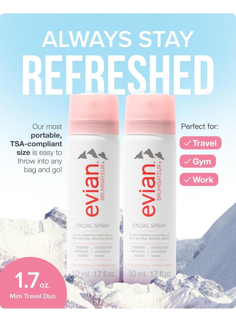 Evian Facial Spray Travel Duo 1.7 Fl Oz (Pack of 2) - Image 2