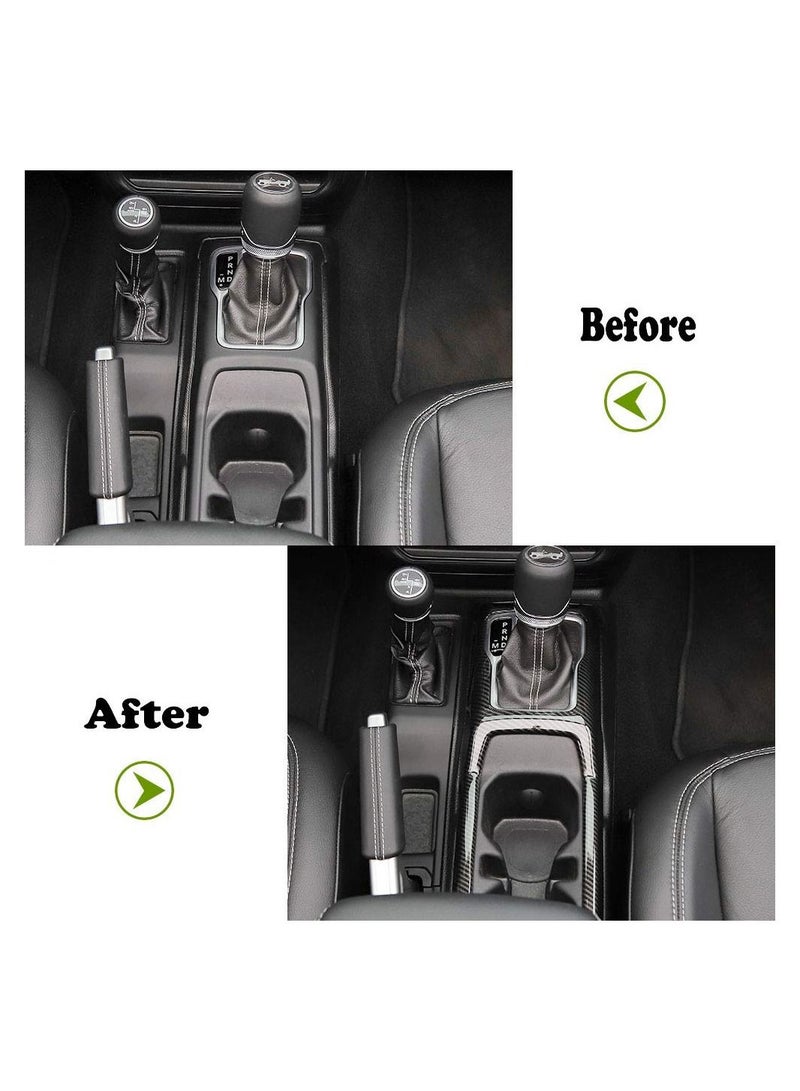 Gear Shift Pane Control Center Console ABS Trim Panel Cover Decor for 2018-2023 Jeep Wrangler JL JLU & 2020 2021 2022 2023 Gladiator (Carbon Fiber)