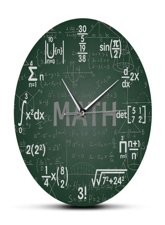 Timethink 12 Inch Green Math Wall Clock, Novelty Unique Maths Equation Wall Clock, Each Hour Marked by a Simple Math Equation for Classroom Office Back to School Gifts for Teacher Engineer Math Geek - Image 1