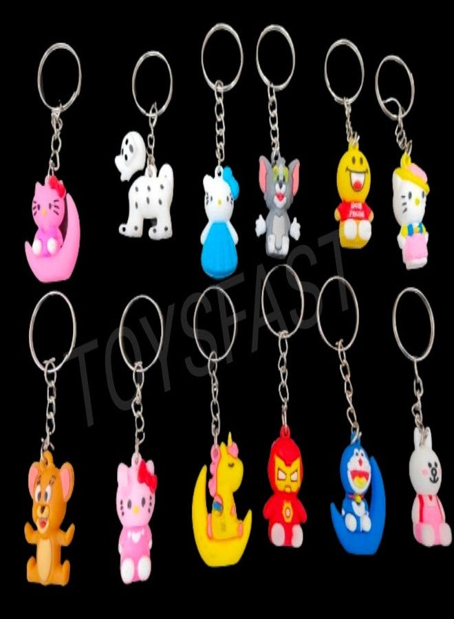 TOYSFAST Cartoon Keychain Pack of 48 PCS for Kids, Multicolour, Rubber, Cartoon Theme, Novelty Style, Key Ring Hook Holder Car(D53) - Image 4