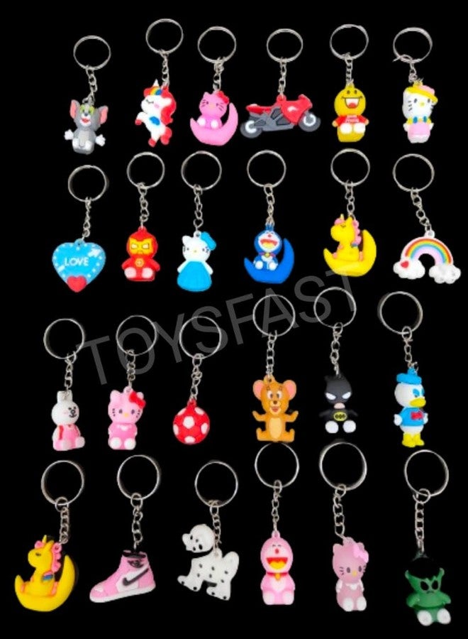 TOYSFAST Cartoon Keychain Pack of 48 PCS for Kids, Multicolour, Rubber, Cartoon Theme, Novelty Style, Key Ring Hook Holder Car(D53) - Image 3
