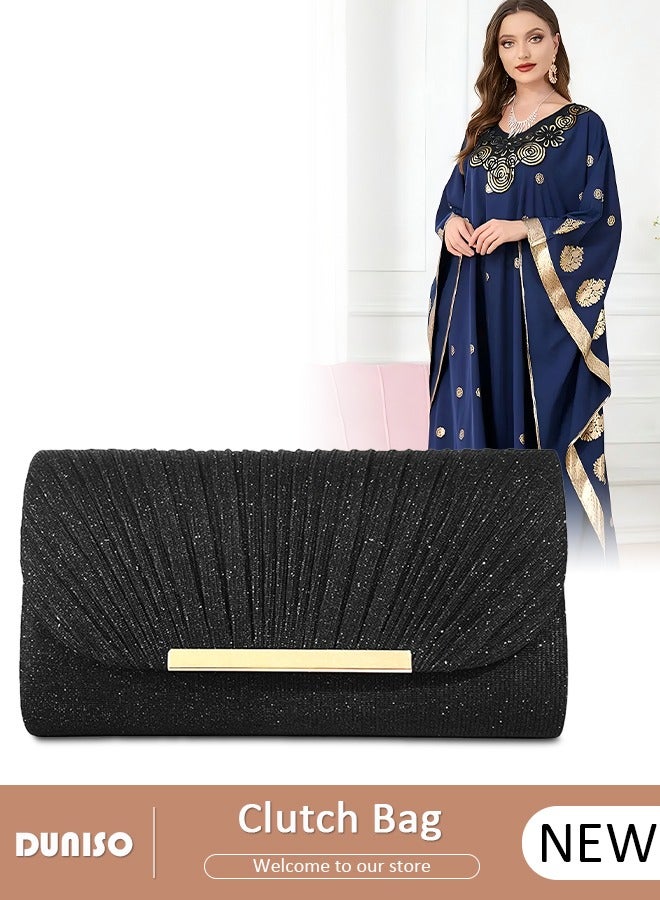 DUNISO Women Shiny Glitter Evening Clutch Crossbody Bag Envelope Handbag Chain Purse for Wedding Formal Cocktail Party  - Image 1
