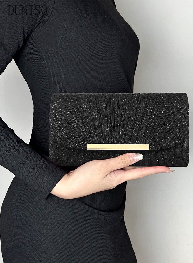 DUNISO Women Shiny Glitter Evening Clutch Crossbody Bag Envelope Handbag Chain Purse for Wedding Formal Cocktail Party  - Image 2