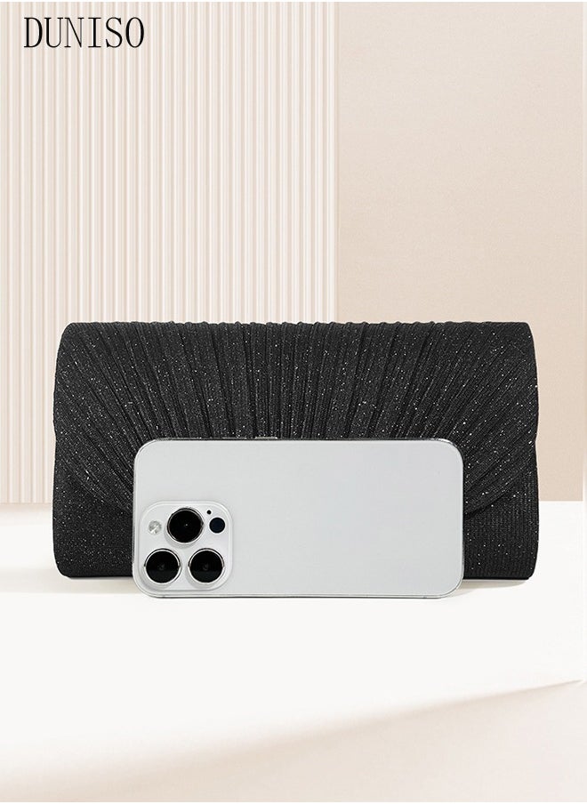 DUNISO - Women Shiny Glitter Evening Clutch Crossbody Bag Envelope Handbag Chain Purse for Wedding Formal Cocktail Party - Image 1
