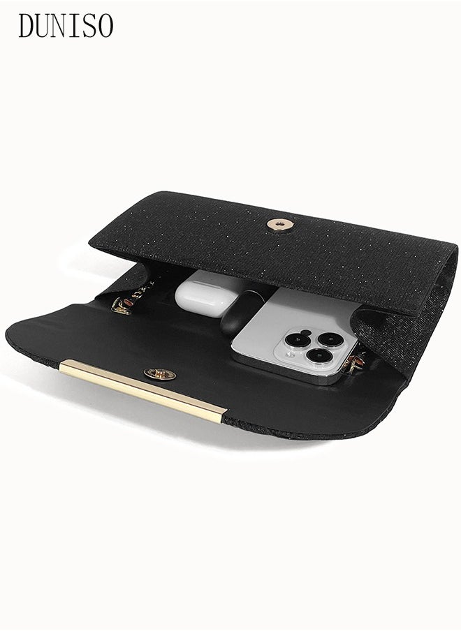 DUNISO - Women Shiny Glitter Evening Clutch Crossbody Bag Envelope Handbag Chain Purse for Wedding Formal Cocktail Party - Image 1