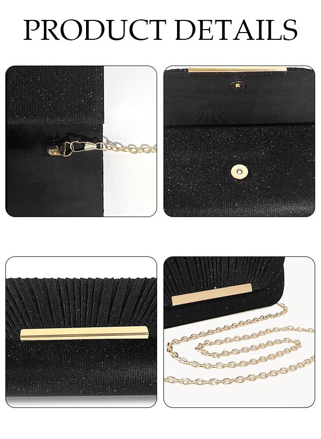 DUNISO - Women Shiny Glitter Evening Clutch Crossbody Bag Envelope Handbag Chain Purse for Wedding Formal Cocktail Party - Image 1