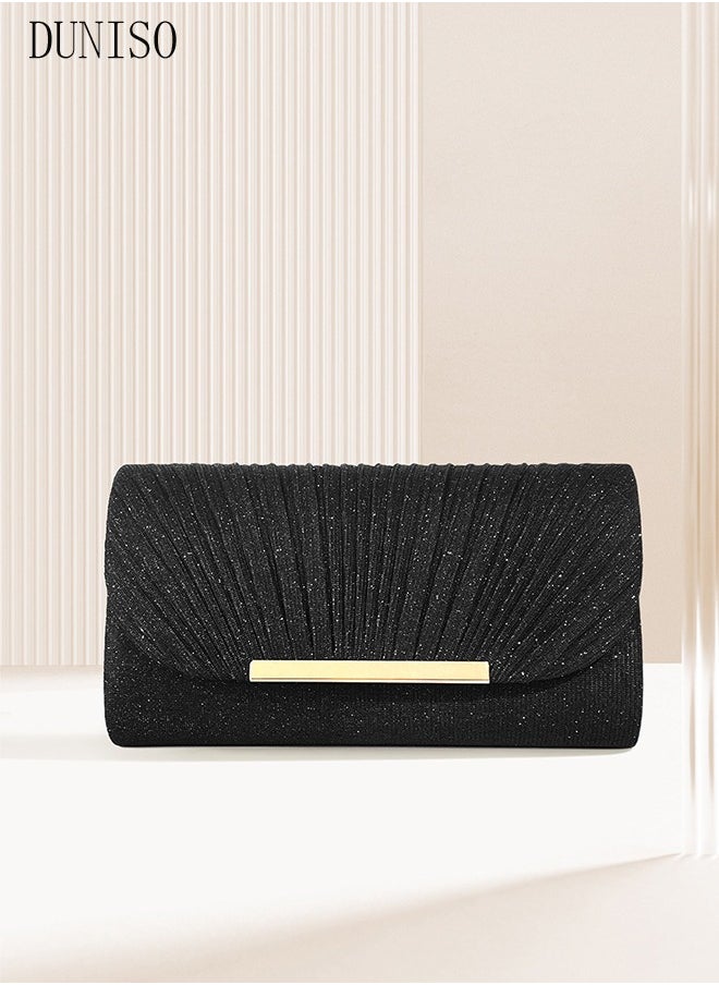 DUNISO - Women Shiny Glitter Evening Clutch Crossbody Bag Envelope Handbag Chain Purse for Wedding Formal Cocktail Party - Image 1