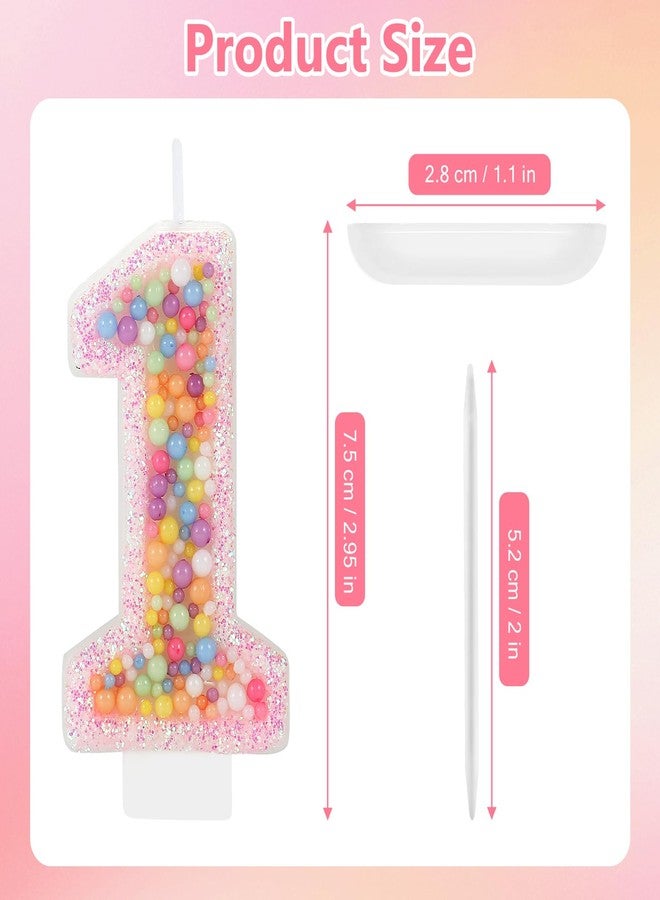IDIJOLI Pastel Macaron 1st Birthday Candle Sweet Pink Number 1 Candle Cake Topper Cupcake Decorations for Girls and Women Party Decor Anniversary Celebrations Supplies - Image 3