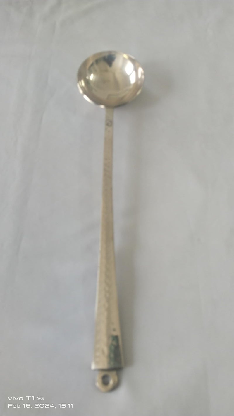 Alluring Homz Traditional Handcrafted Brass Utensil Ladle | Brass Cookware | Serving Spoon I Pure Brass Ladle, Cooking and Serving Spoon. Heavy Gauge (Golchi) (15 inch) [Weight: 225gms] (1 Piece) - Image 2