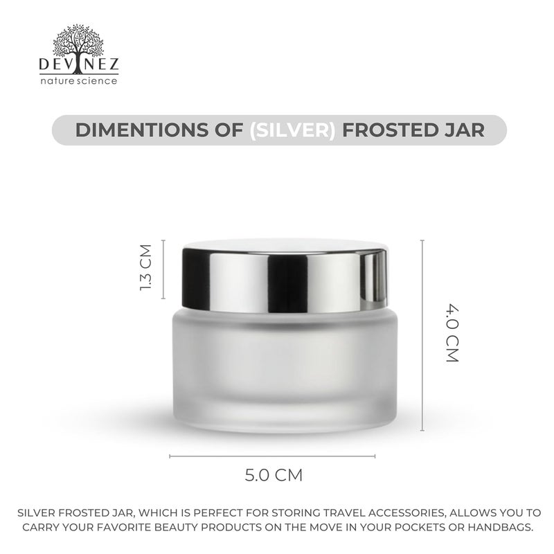 Devinez Multipurpose (Pack of 6) Round Frost Glass Cosmetic Jars,30gm with Inner Liners and Silver Lids, Travel Jars, Refillable for Makeup, Cream, Lotion, Sugar Scrubs, Eye Shadow Paint, Jewelry - Image 4