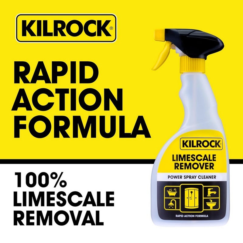 KILROCK رذاذ كيلروك لإزالة الترسبات الكلسية 500 مل - منظف قوي للحمامات والمطابخ للصنابير، البلاط، رؤوس الدش والبقع الناتجة عن المياه العسرة - Image 2