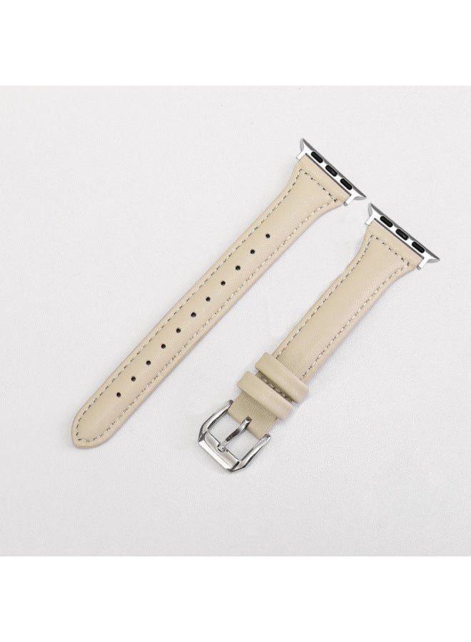 MSSM حزام مناسب لساعة آبل الذكية iWatch 4/5/6/7/8/ألترا، من الجلد الطبيعي عالي الجودة، تصميم نحيف وأنيق خاص بالرجال، مشبك خفيف الوزن - Image 1