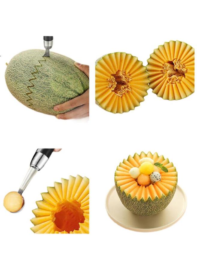 Baijie 304 Stainless Steel Ice Cream Spoon, Watermelon Scoop, Serving Tray, Carving Knife, Fruit Cutter, Carving Knife, Ball Scoop - Image 2