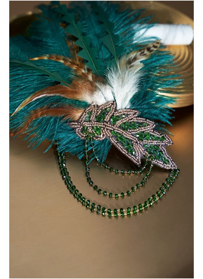 1920S Headpiece Flapper Headband - Roaring 20'S Sequined Showgirl Hair Band With Feather (Dark Green) - pzsku/Z2617CDCB4B15C20AED33Z/45/_/1735566771/1b010182-b72b-40bc-be5b-bda86582afc7