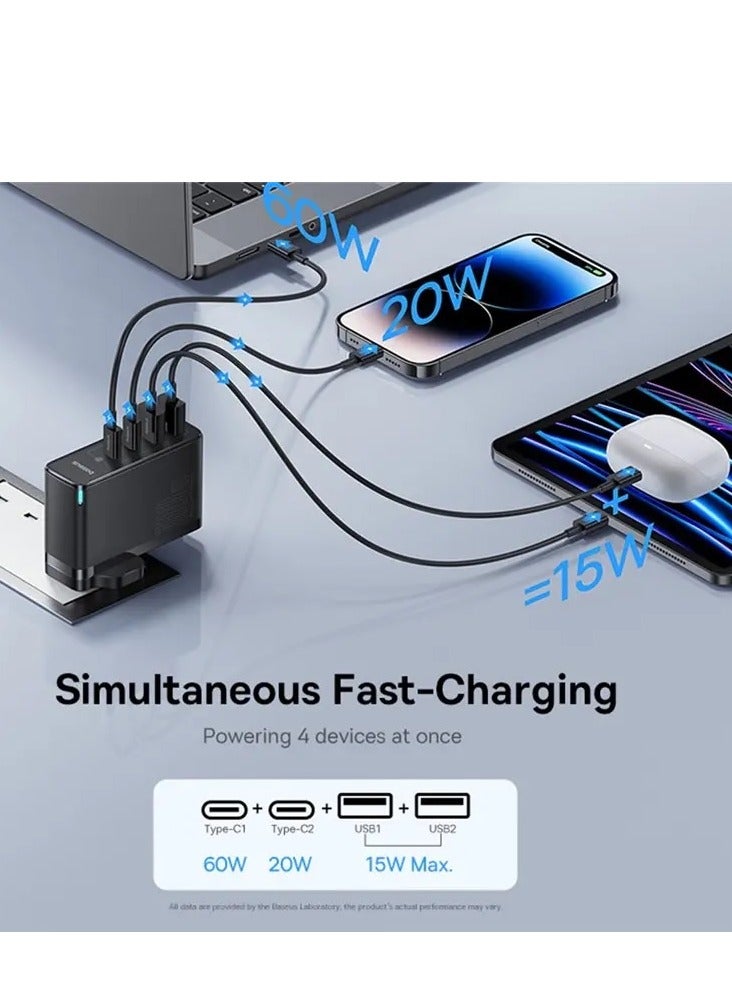 بيسوس شاحن USB C بقوة 100 وات، محطة شحن GaN5 Pro Fast Type C PD لأجهزة MacBook Pro/Air 16"/14"2022 13Inch 2023 iPhone 15/14/13 Pro/Max/Plus/iPad Pro/Air/Galaxy/Dell/Lenovo/Huawei USB-C لأجهزة الكمبيوتر المحمولة والمزيد - Image 4