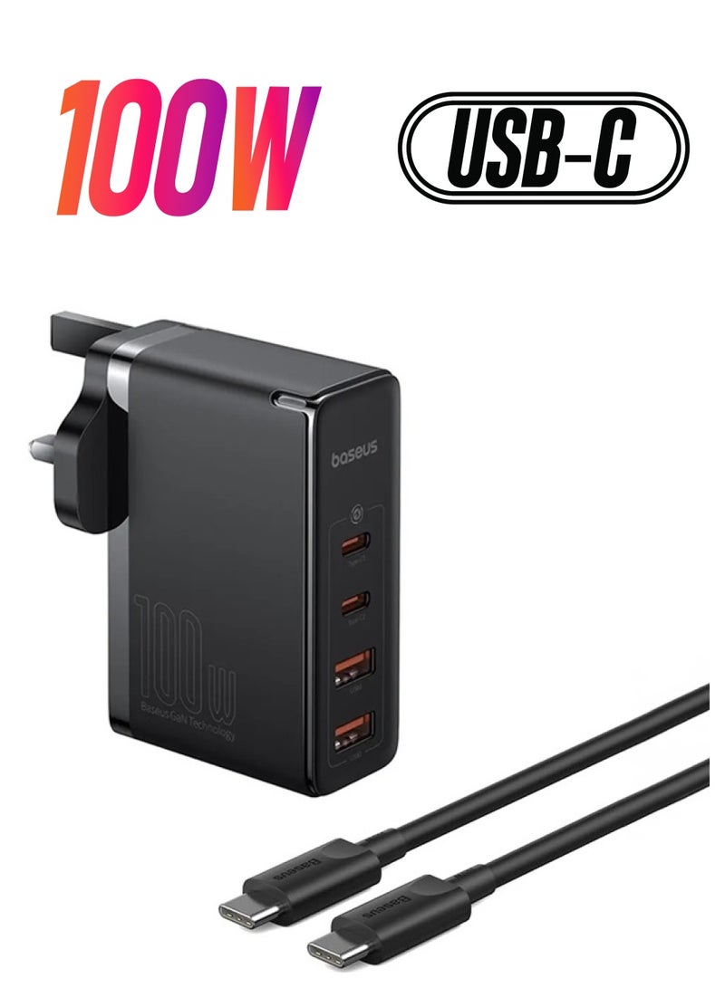 بيسوس شاحن USB C بقوة 100 وات، محطة شحن GaN5 Pro Fast Type C PD لأجهزة MacBook Pro/Air 16"/14"2022 13Inch 2023 iPhone 15/14/13 Pro/Max/Plus/iPad Pro/Air/Galaxy/Dell/Lenovo/Huawei USB-C لأجهزة الكمبيوتر المحمولة والمزيد - Image 1