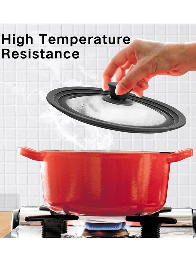 Eworld Universal Tempered Glass Lid for Pots, Pans & Skillets, Heat-Resistant Silicone Rim with Steam Vent, Durable & Shatter-Resistant, Dishwasher Safe, Space-Saving Design, Fits 24cm, 26cm & 28cm Cookware - Image 2