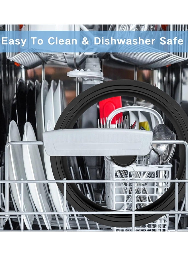 Eworld Universal Tempered Glass Lid for Pots, Pans & Skillets, Heat-Resistant Silicone Rim with Steam Vent, Durable & Shatter-Resistant, Dishwasher Safe, Space-Saving Design, Fits 24cm, 26cm & 28cm Cookware - Image 3