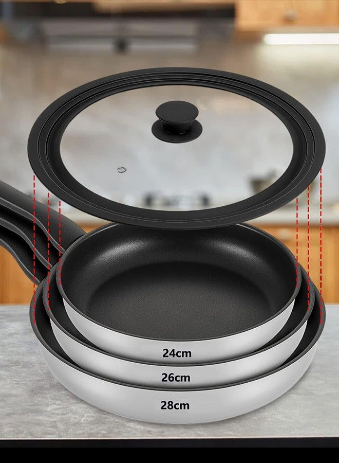 Eworld Universal Tempered Glass Lid for Pots, Pans & Skillets, Heat-Resistant Silicone Rim with Steam Vent, Durable & Shatter-Resistant, Dishwasher Safe, Space-Saving Design, Fits 24cm, 26cm & 28cm Cookware - Image 4