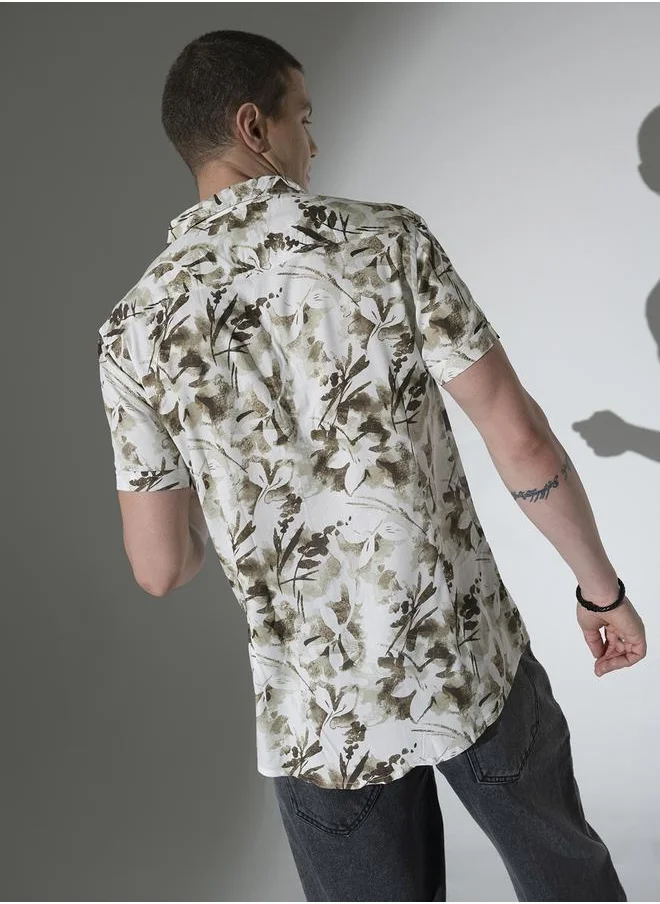 Hubberholme Multicolor Floral Print Shirt for Men, Regular Fit Casual Essential
