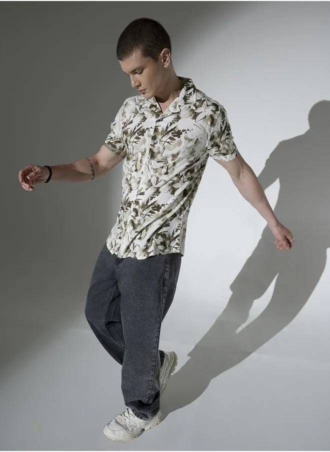 Hubberholme Multicolor Floral Print Shirt for Men, Regular Fit Casual Essential