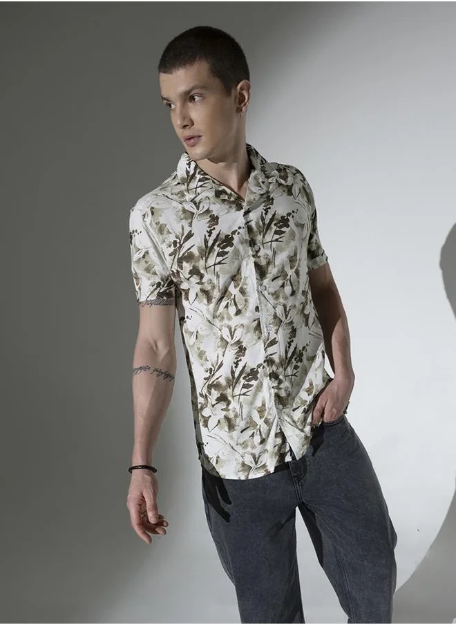 Hubberholme Multicolor Floral Print Shirt for Men, Regular Fit Casual Essential