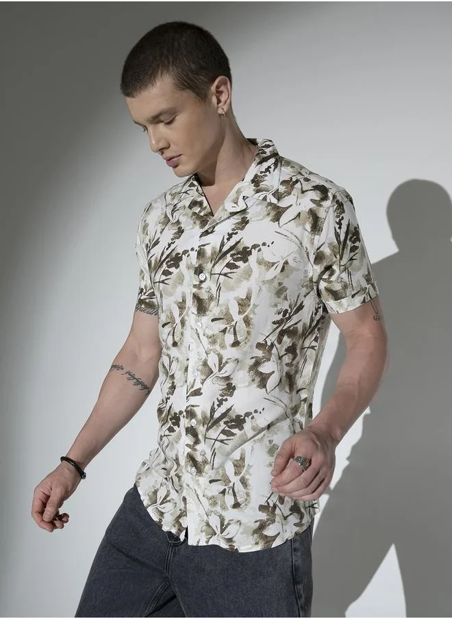 هوبرهولمي Multicolor Floral Print Shirt for Men, Regular Fit Casual Essential