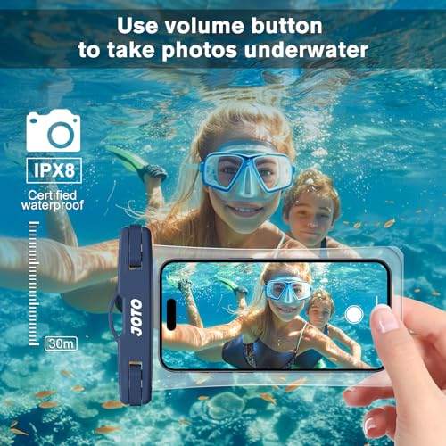 JOTO 2 Pack JOTO Waterproof Phone Pouch Case Up to 7", IPX8 Underwater Phone Case Cellphone Dry Bag for iPhone 17/Air 16 15 14 13 12 Pro Max Xs Max XR X 8 7 6S Plus SE/Galaxy S24 S23 S22 S21 - Black & Navy - Image 2