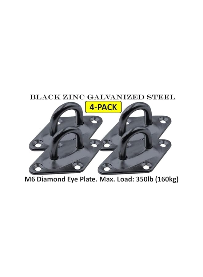 PROMASS Heavy Duty M6 Ceiling Hook Diamond Pad Eye Plate, 304 Stainless Steel and Black Zinc Galvanized Steel Corrosion Resistant, (8-Pack-Black-M6)  - Image 2