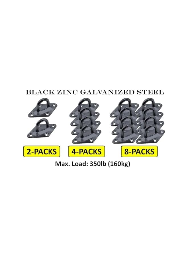 PROMASS Heavy Duty M6 Ceiling Hook Diamond Pad Eye Plate, 304 Stainless Steel and Black Zinc Galvanized Steel Corrosion Resistant, (8-Pack-Black-M6)  - Image 4