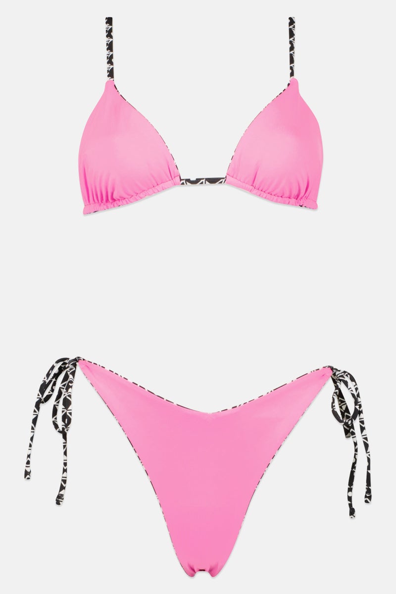 Hurley Women 2 Pieces Non Padded Reversible Bikini Set, Multicolor - Image 3