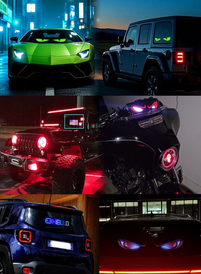 ridroid Devil Eyes Lights for Cars, Window LED Eyes,Soft Screen for Car Windows, DIY Car Dynamic LED Smart Colorful Eye Lamp Soft Screen,Soft Screen LED Eyes for Truck Windshield(1PCS/4 * 13.7 in) - Image 5