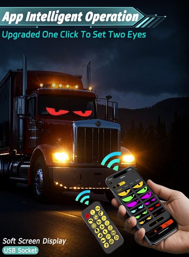 ridroid Devil Eyes Lights for Cars, Window LED Eyes,Soft Screen for Car Windows, DIY Car Dynamic LED Smart Colorful Eye Lamp Soft Screen,Soft Screen LED Eyes for Truck Windshield(1PCS/4 * 13.7 in) - Image 2
