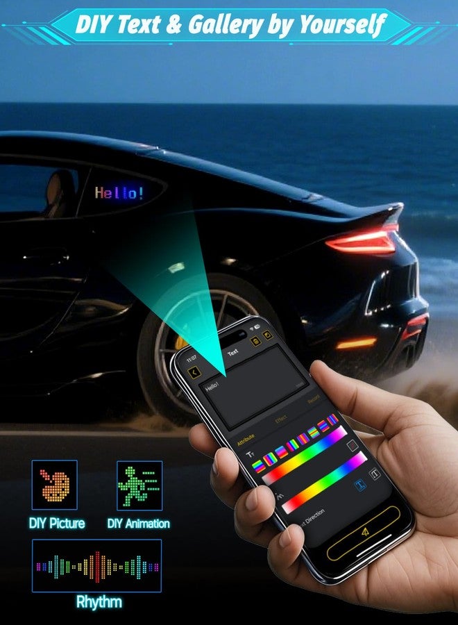 ridroid Devil Eyes Lights for Cars, Window LED Eyes,Soft Screen for Car Windows, DIY Car Dynamic LED Smart Colorful Eye Lamp Soft Screen,Soft Screen LED Eyes for Truck Windshield(1PCS/4 * 13.7 in) - Image 4