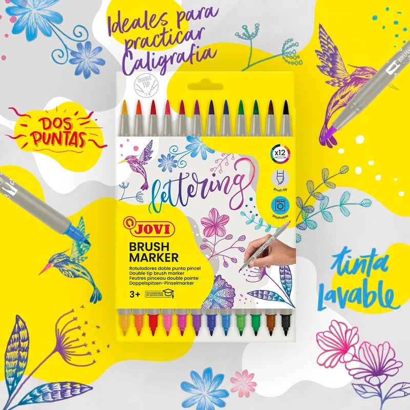 Jovi Brush Marker Set - 12 Double Tip Markers for Calligraphy and Drawing - Image 5