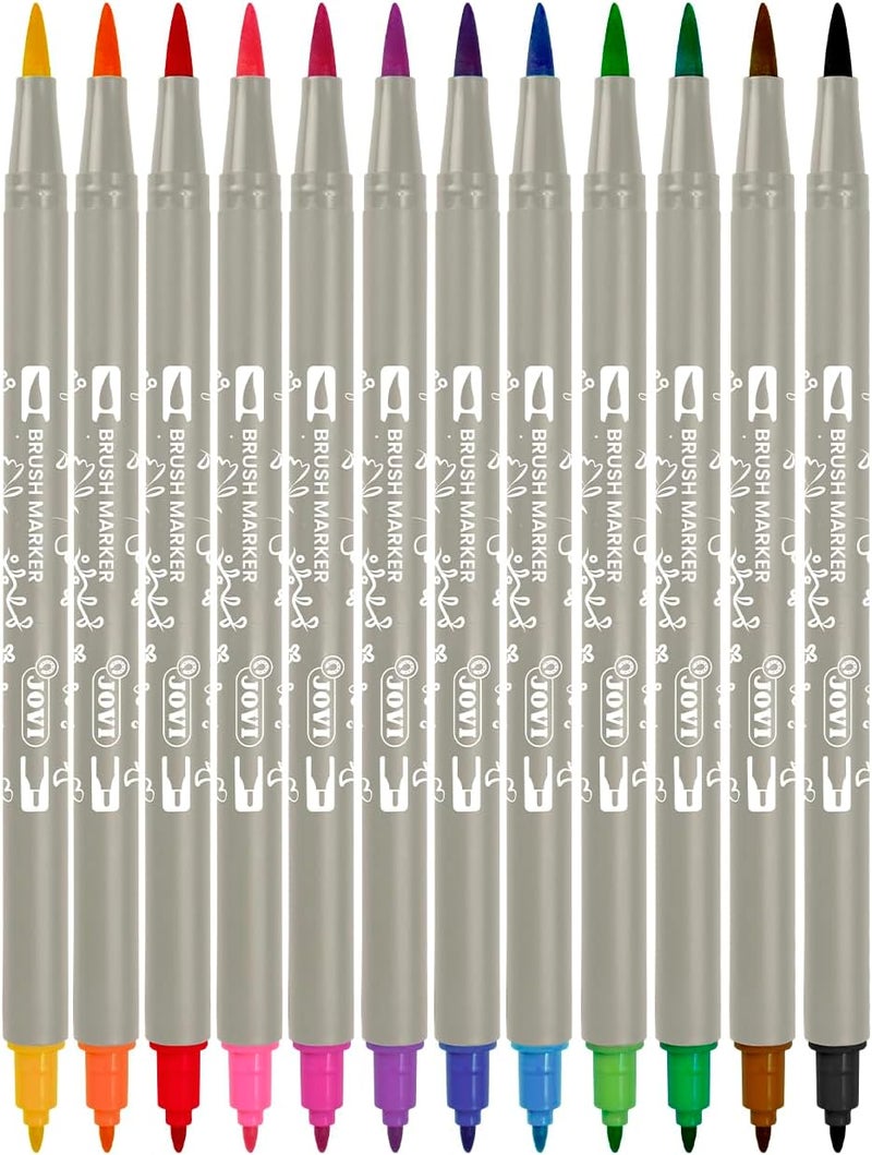Jovi Brush Marker Set - 12 Double Tip Markers for Calligraphy and Drawing - Image 2