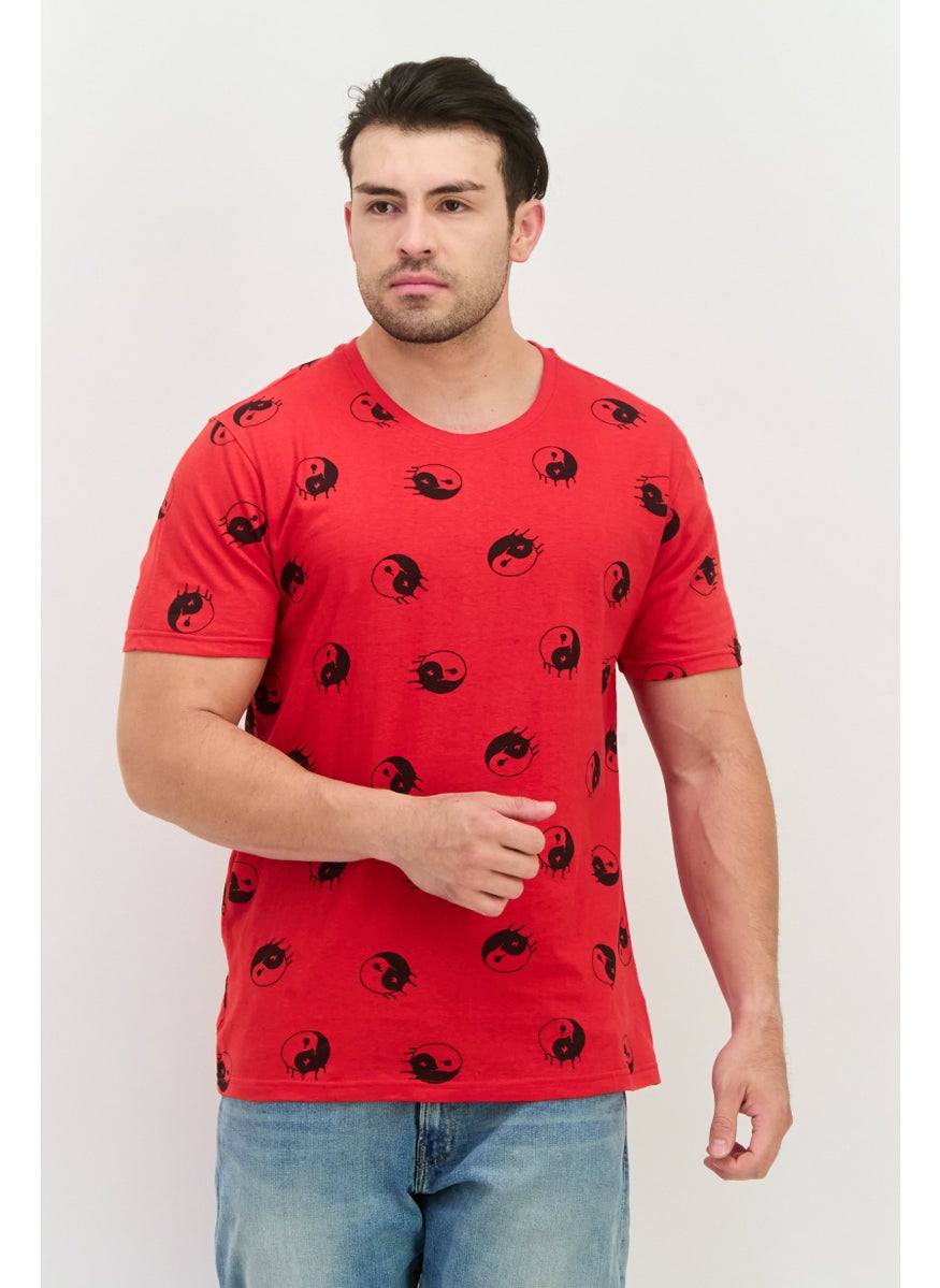 Men Crew Neck Short Sleeves Allover Printed T-Shirt, Red - pzsku/Z2617F29C58E44BC537B8Z/45/_/1738678579/5a8bde9b-019a-477f-ae74-0d45f1d1209a