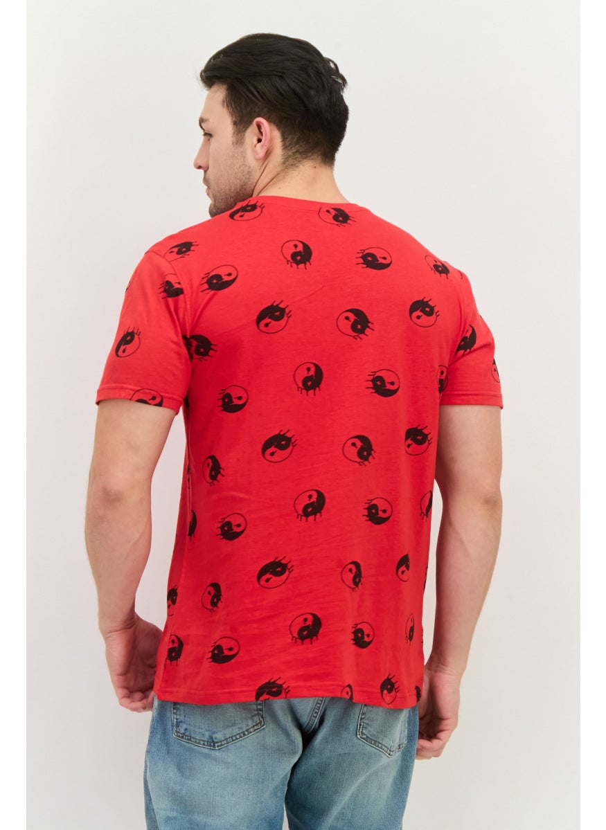 Men Crew Neck Short Sleeves Allover Printed T-Shirt, Red - pzsku/Z2617F29C58E44BC537B8Z/45/_/1738678599/8cc6be18-be81-462b-b2f0-e35c9bc9de97