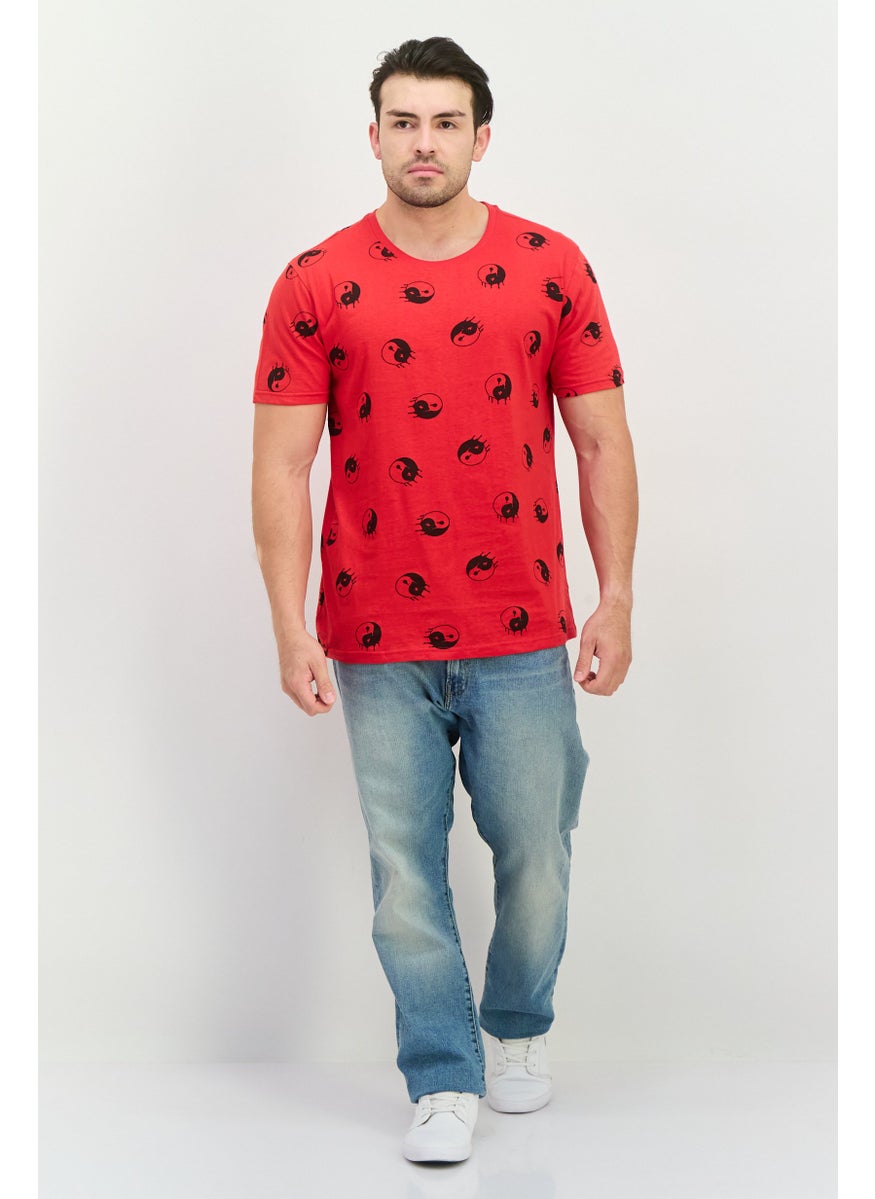 Men Crew Neck Short Sleeves Allover Printed T-Shirt, Red - pzsku/Z2617F29C58E44BC537B8Z/45/_/1738678636/8cdb9ecd-5b2f-446b-aafa-43d0d7de9d8e